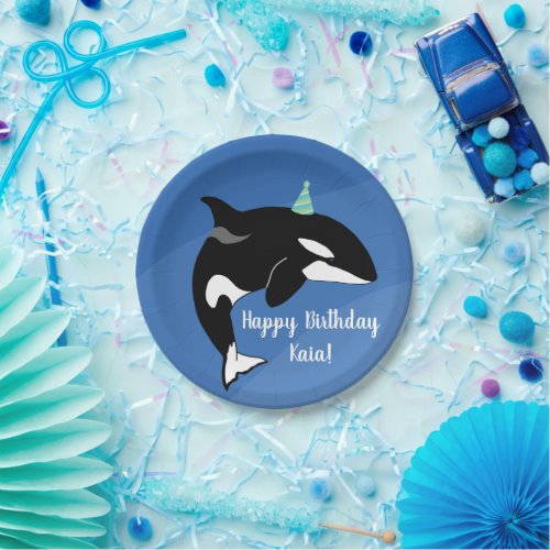 Customizable Orca Killer Whale Birthday Paper Plates