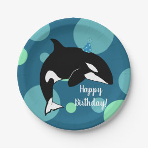 Customizable Orca Killer Whale Birthday Paper Plates