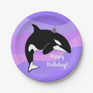 Customizable Orca Killer Whale Birthday Paper Plates