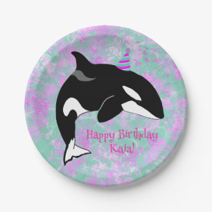 Customizable Orca Killer Whale Birthday Paper Plates