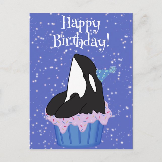 Customizable Orca Killer Whale  Birthday Postcard (Front)