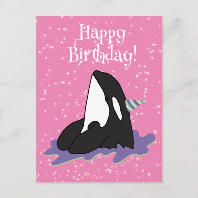 Customizable Orca Killer Whale  Birthday Postcard (Front)