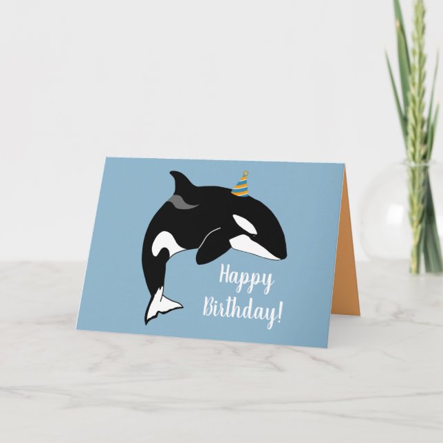 Customizable Orca Killer Whale Birthday Thank You Card (Front)