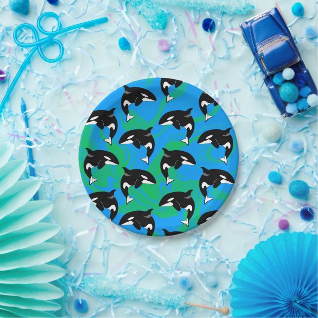 Customizable Orca Killer Whale  Paper Plates (Party)