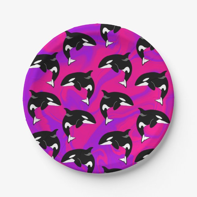 Customizable Orca Killer Whale  Paper Plates (Front)