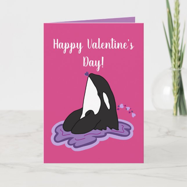 Customizable Orca Valentines Day Card (Front)