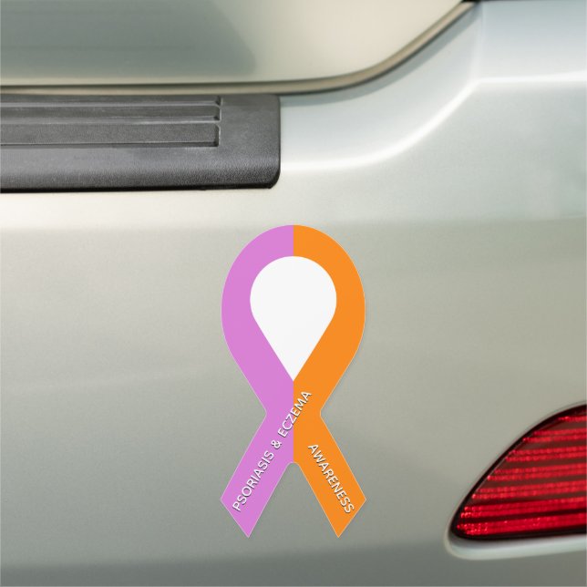Customizable Orchid and Orange Awareness Ribbon Car Magnet (In Situ)