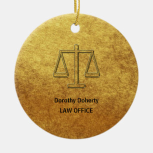 Customizable Ornament with Scales of Justice