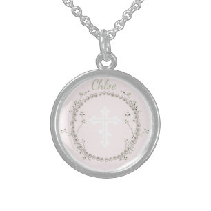 Customizable Orthodox Cross l Girl l Faith Sterling Silver Necklace