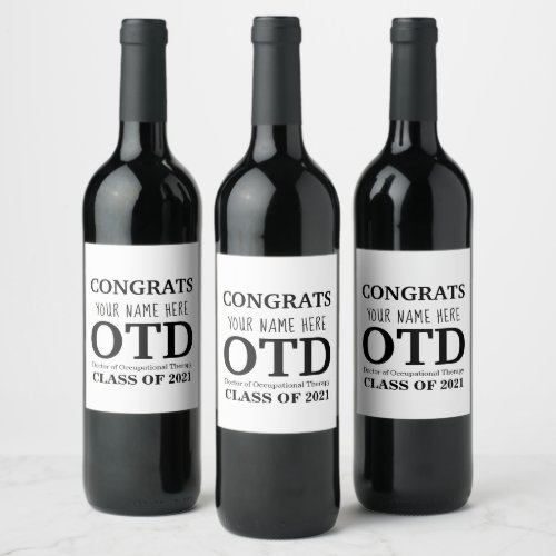 Customizable OTD Wine Bottle Labels
