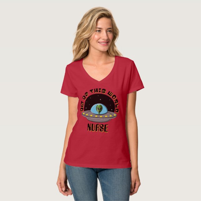 Customizable Out Of This World Alien UFO Space T-Shirt (Front Full)
