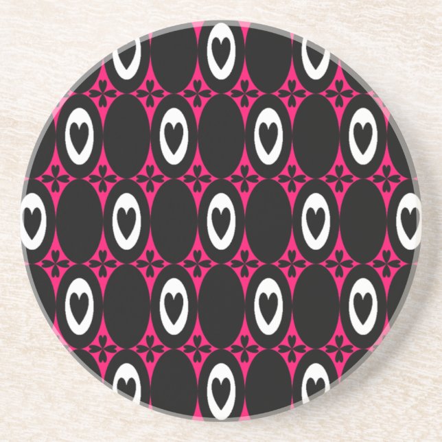 Customizable Oval Hearts Coaster (Front)