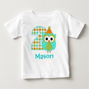 Customizable Owl Boy Second birthday shirt 2 years