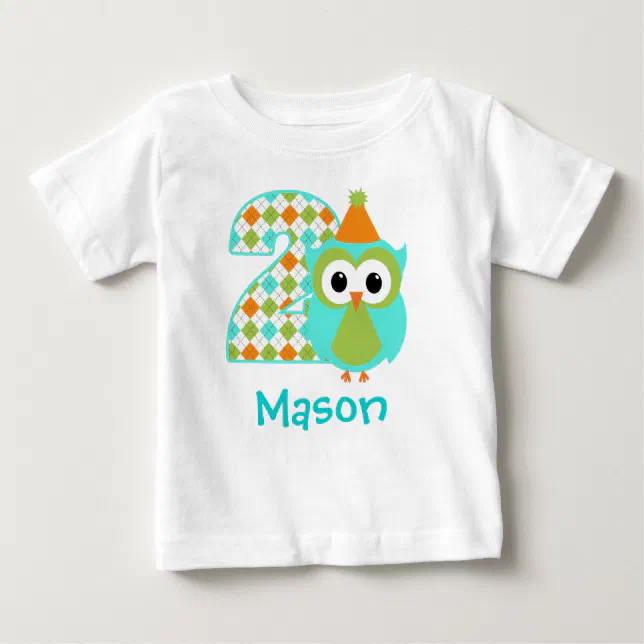 Customizable Owl Boy Second birthday shirt 2 years Zazzle
