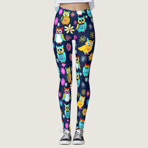 Customizable Owl  Floral _ Personalized Leggings