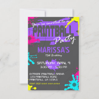 customizable PAINTBALL PARTY INVITATION