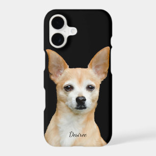 Customizable painted chihuahua on black background iPhone 17 case