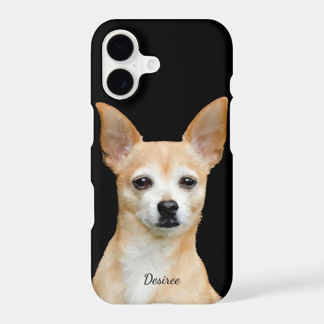 Customizable painted chihuahua on black background Case-Mate iPhone case (Back)