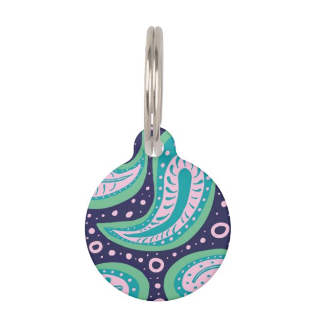 Customizable Paisley Round Pet Tag (Front)