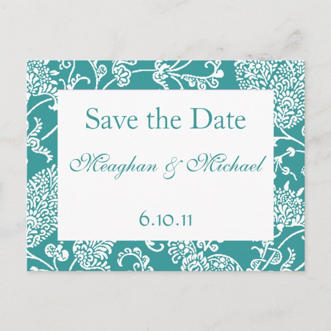 Customizable Paisley Save the Date Announcement Postcard (Front)