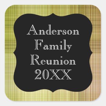 Customizable Pale Green Plaid Family Reunion Square Sticker by retroflavor at Zazzle