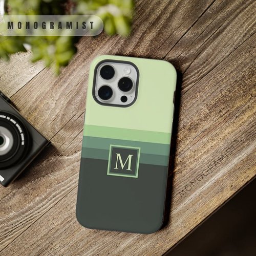 Customizable Pale Light Dark Green Color Block iPhone 15 Pro Max Case