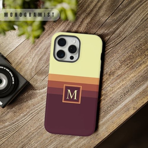 Customizable Pale Yellow Dark Brown Color Block iPhone 15 Pro Max Case