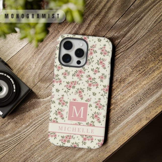 Customizable Pale Yellow Floral Pink Flowers iPhone Case (Customizable Pale Yellow Floral Pink Flowers iPhone Case)