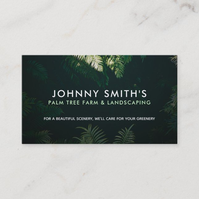 Customizable Palm Tree Farm Business Cards (Front)
