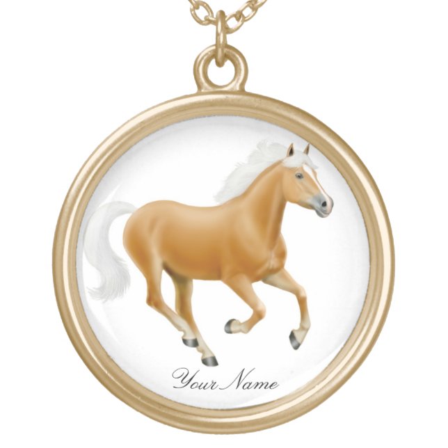 Customizable Palomino Haflinger Horse Necklace (Front)