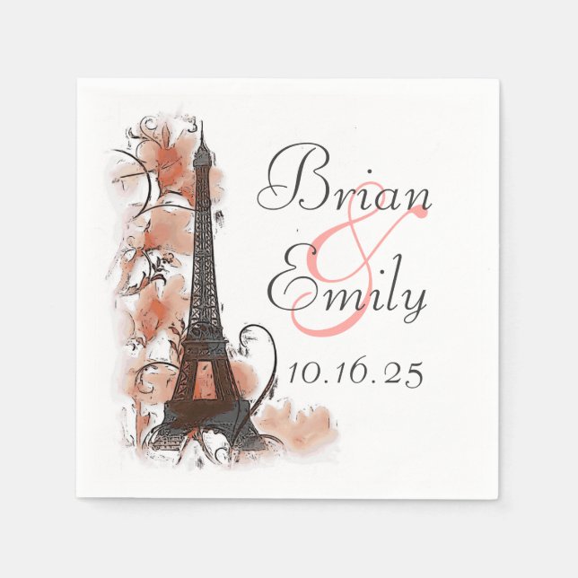 Customizable Paris Eiffel Tower paper napkins (Front)