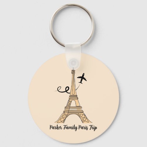 Customizable Paris Trip Chic Eiffel Tower Airplane Keychain