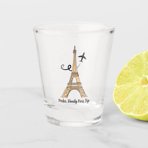 Customizable Paris Trip Chic Eiffel Tower Airplane Shot Glass