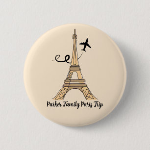 Customizable Paris Trip Chic Eiffel Tower Button