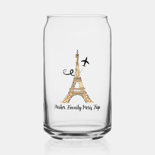 Customizable Paris Trip Chic Eiffel Tower Can Glass