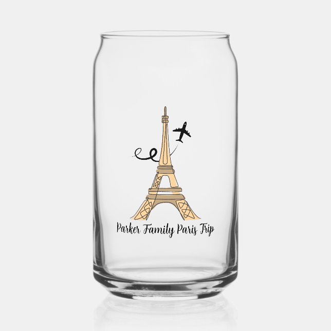 Customizable Paris Trip Chic Eiffel Tower Can Glass (Front)