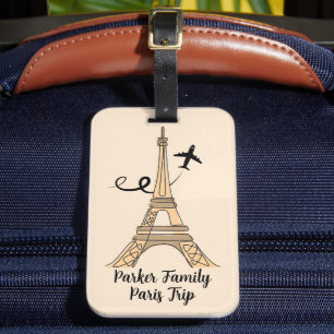 Customizable Paris Trip Chic Eiffel Tower Luggage Tag