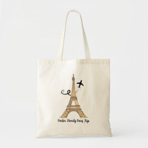 Customizable Paris Trip Chic Eiffel Tower Tote Bag