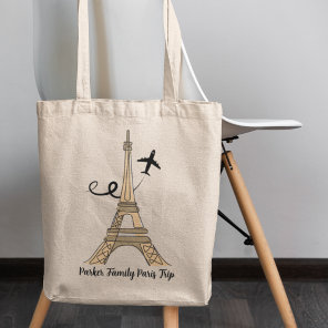 Customizable Paris Trip Chic Eiffel Tower Tote Bag