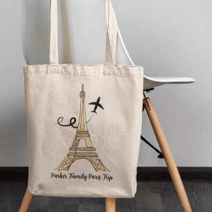 Customizable Paris Trip Chic Eiffel Tower Tote Bag