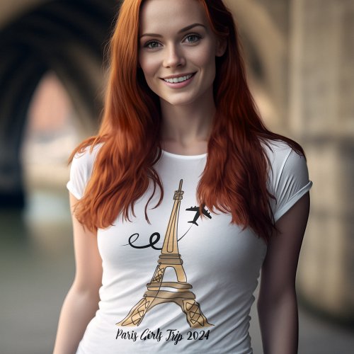 Customizable Paris Trip Chic Eiffel Tower Womens T_Shirt