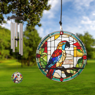 Customizable Parrot Stained Glass Look Wind Chime