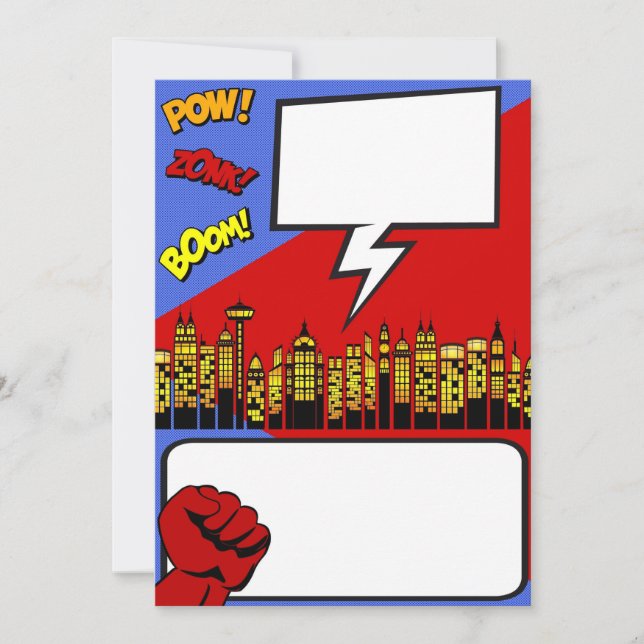 Customizable Party Invitation: super hero birthday Invitation (Front)