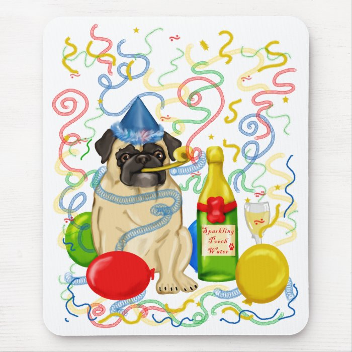 Customizable Party Pug Celebration Tees and Gifts Mouse Pads