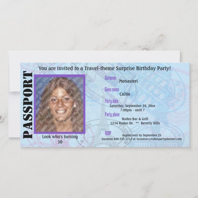 Customizable Passport Party Invitation (Front)