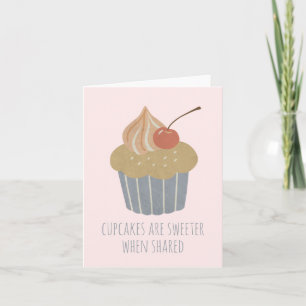 Customizable Pastel Cherry Cupcake Card