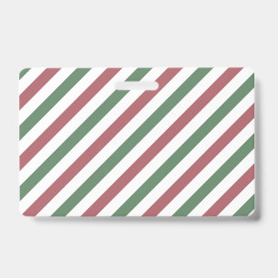 Customizable Pastel Christmas Stripes Badge