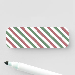 Customizable Pastel Christmas Stripes Name Tag
