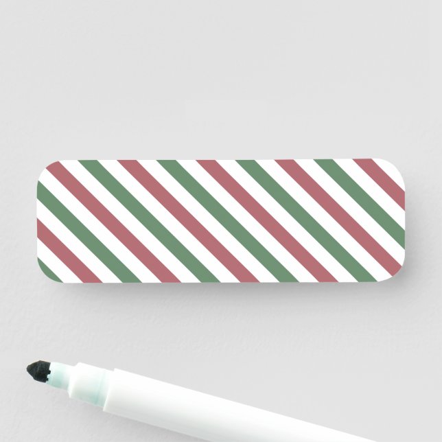 Customizable Pastel Christmas Stripes Name Tag (In Situ)