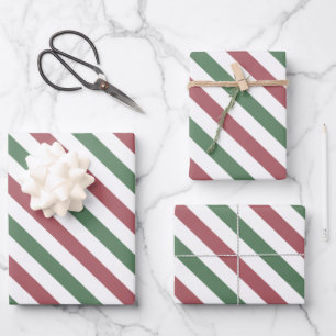 Customizable Pastel Christmas Stripes Wrapping Paper Sheets